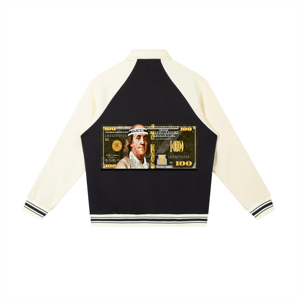 Contrast Raglan Sleeve Baseball Jacket