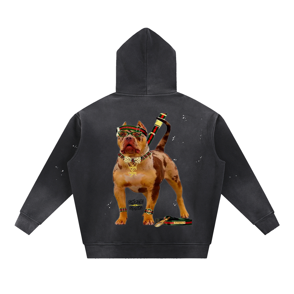 Vintage Washed Frayed Fleece Hoodie