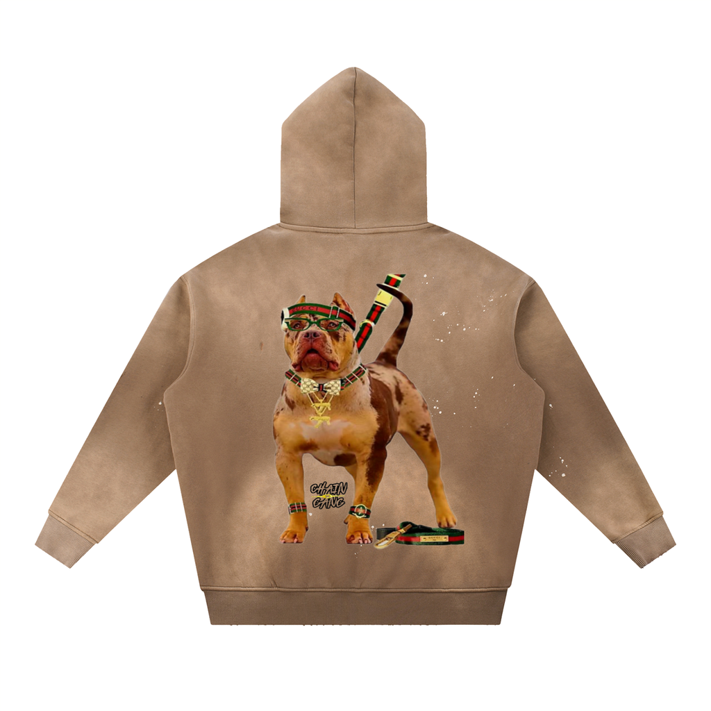 Vintage Washed Frayed Fleece Hoodie