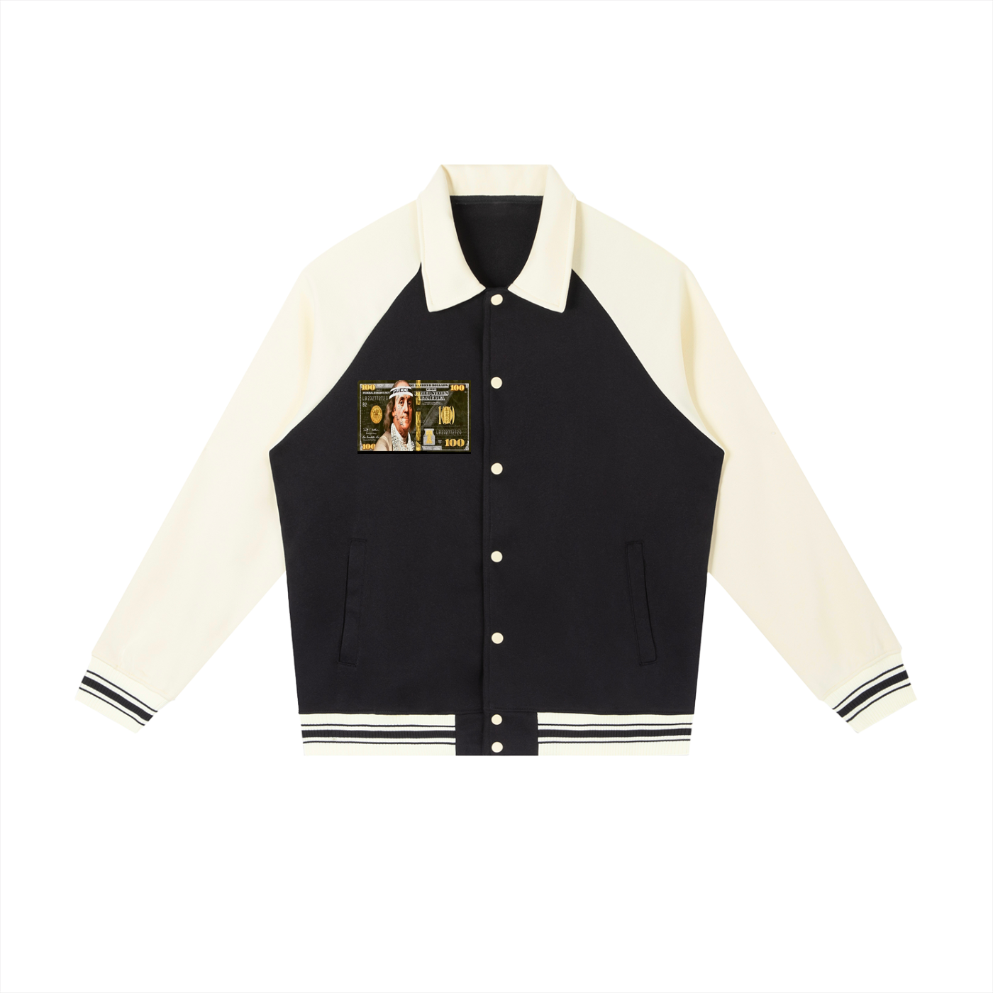 Contrast Raglan Sleeve Baseball Jacket